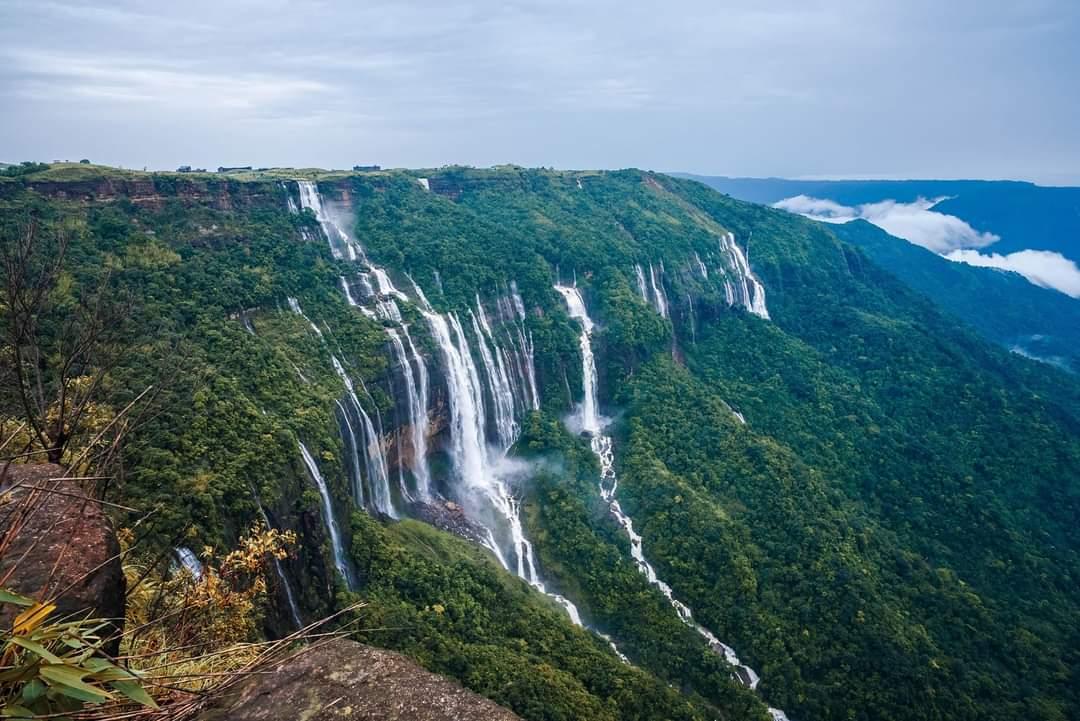 Cherrapunji waterfalls and green valleys in Meghalaya