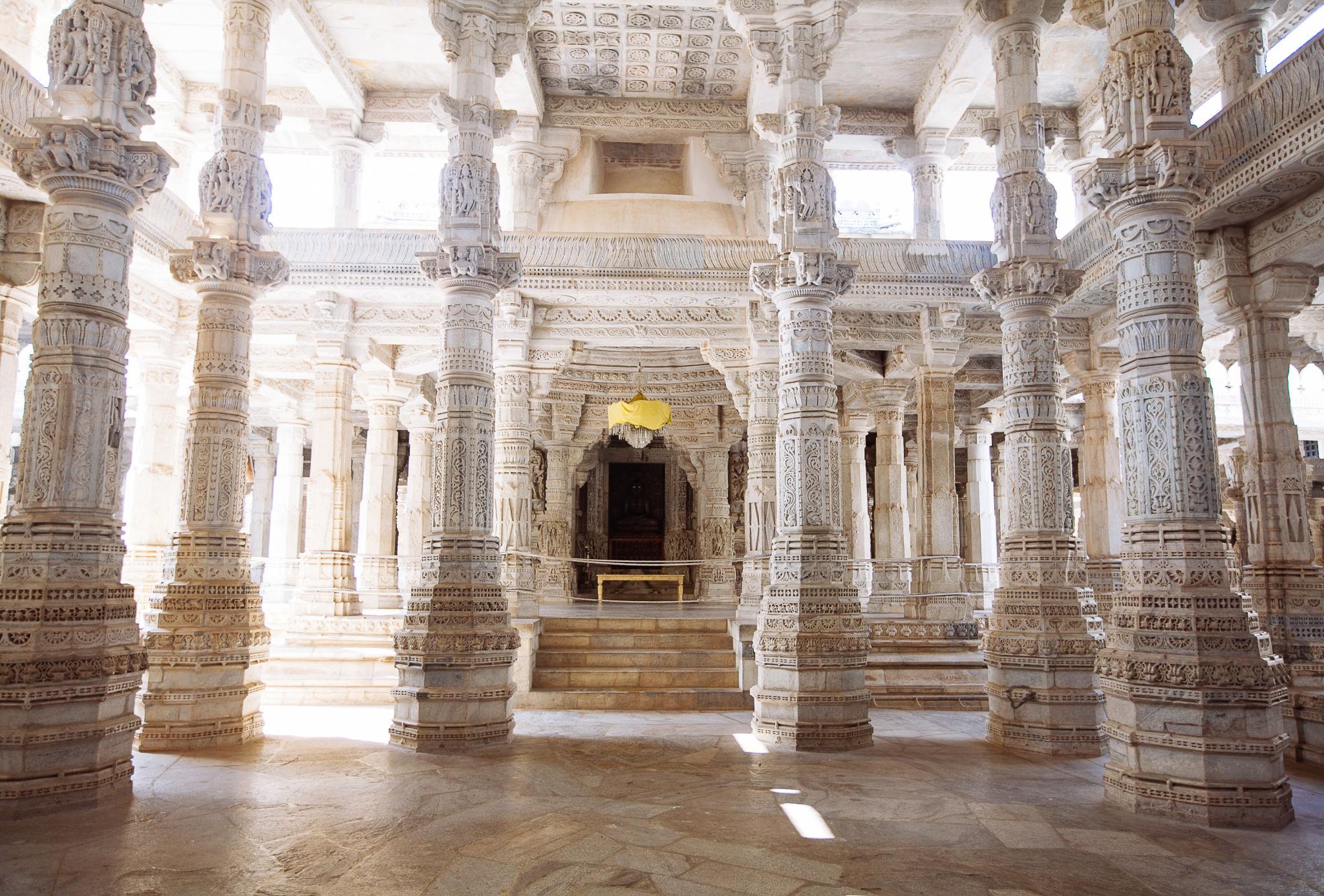 Intricate marble architecture at Ranakpur Jain Temple Rajasthan